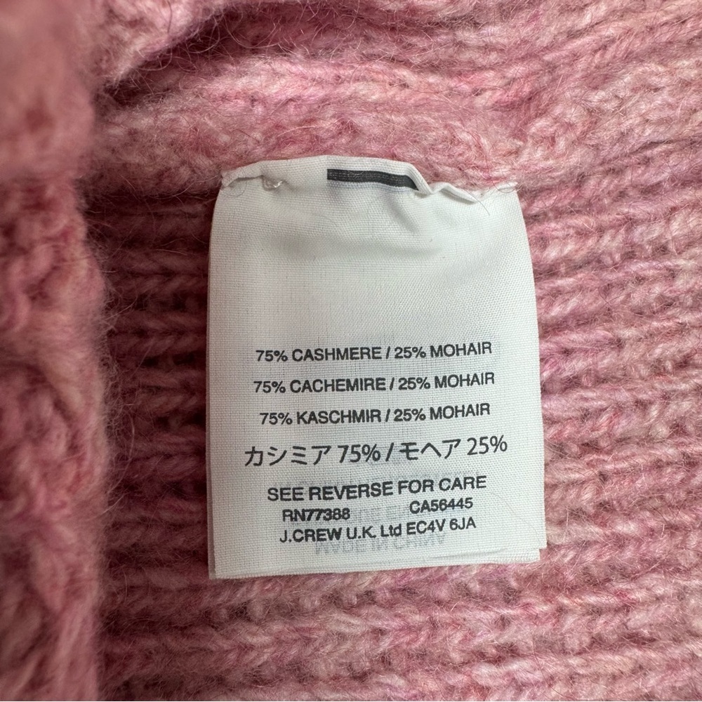 J Crew Cable Knit Tunic Sweater  Cashmere Mohair Womens Size S Pink Oversized - Picture 10 of 14